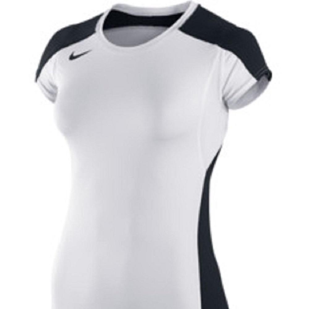 Nike White and Navy Cap Sleeve Jersey Top